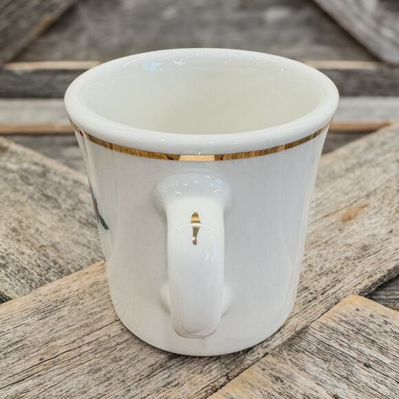 1982 Vintage Homer Laughlin "Betty"/Poinsettia Christmas/Holiday Gold Rim Mug-3" - Picture 3 of 6